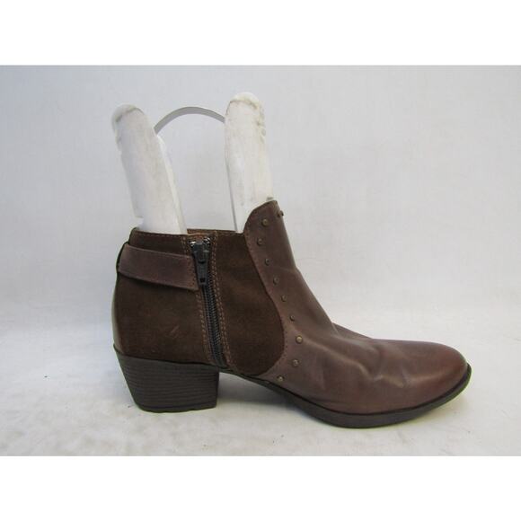 Boc Womens Size 7.5 M Brown Leather Zip Buckle Ankle Fashion Boots Bootie - Picture 4 of 11